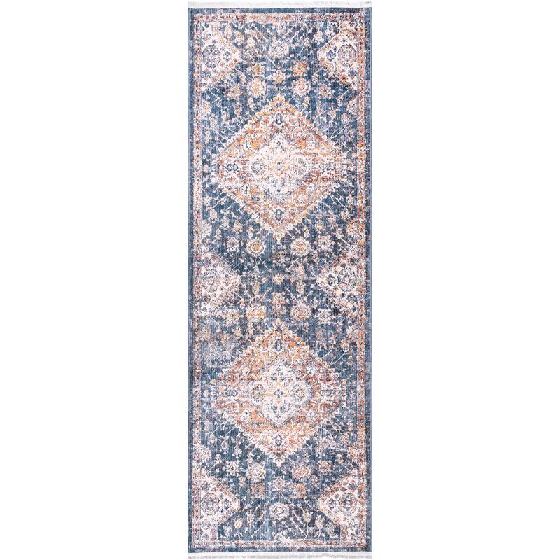 Nuloom Addison Transitional Faded Medallion Fringe Area Rug