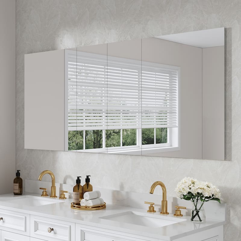 30'H Bathroom Recessed or Surface Wall Mount Medicine Cabinet With Adjustable Glass Shelves