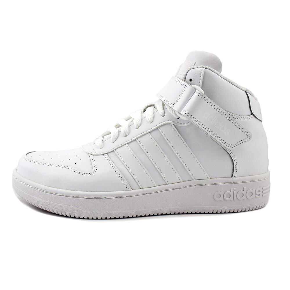 Shop Adidas Team Court Mid Men Round Toe Leather White Basketball