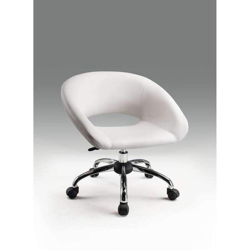 Neos Collection Upholstered PU Office Chair with Chrome Casters and adjustable height gas lift capabilities, Black - White