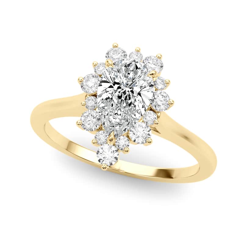 Auriya 14k Yellow Gold Lab Grown Pear Diamond Halo Engagement Ring 0.50 to 5.00 ct. tw. (F-G VS) - 2.50 ct. center - 7.5