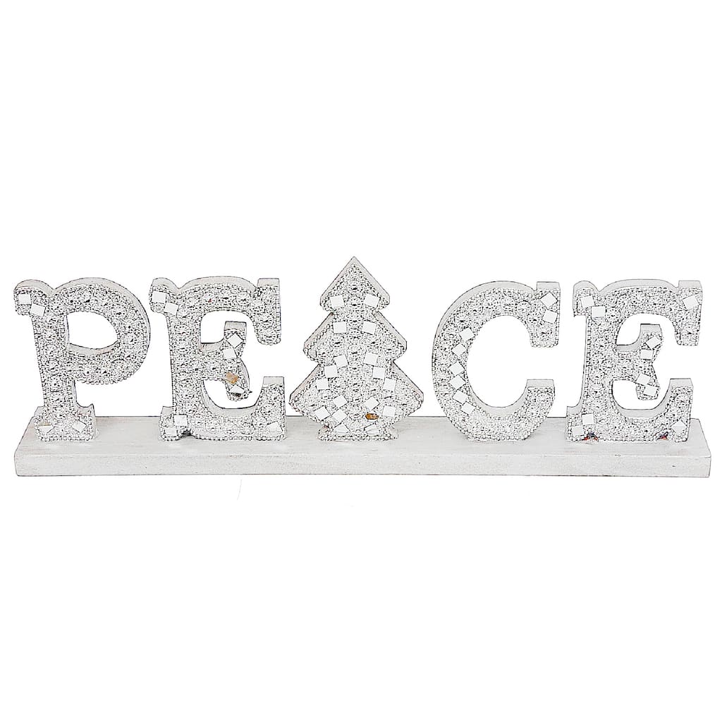 Christmas Silver Diamond Word Stand Peace