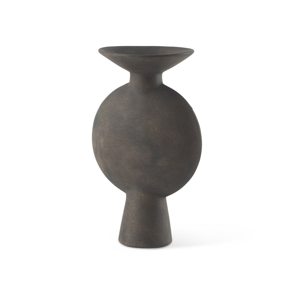 Kaz Earthy Brown Ceramic Vase (11") - 6.7L x 5.5W x 11.2H