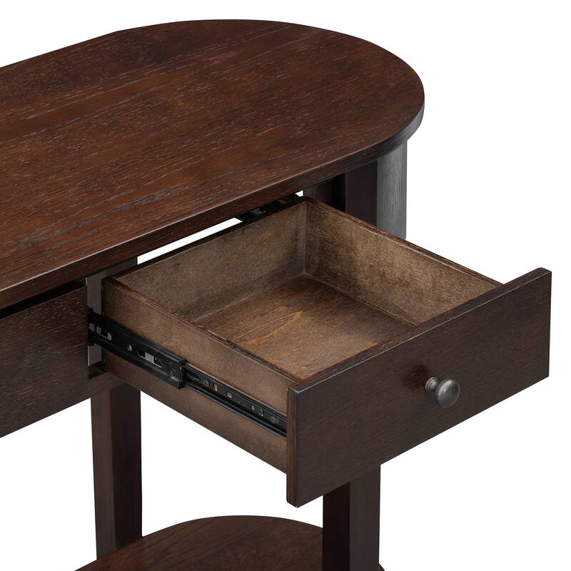 Elegant Retro Console Table with Curved Design and Smooth Glaze for Entryways, Living Rooms and hallways
