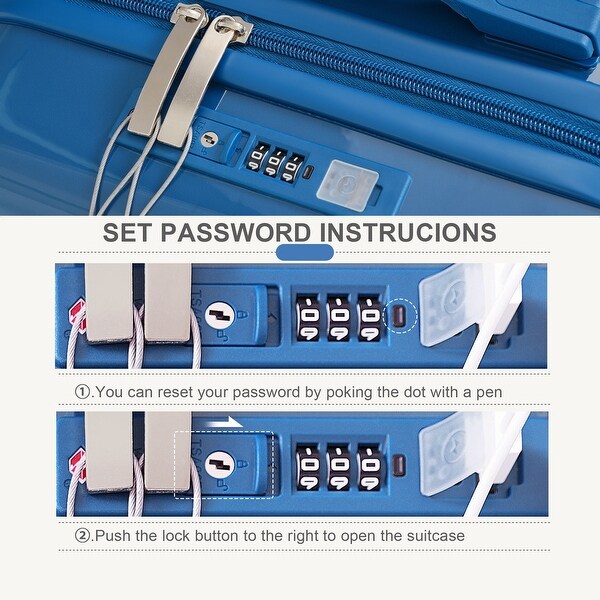 Durable 3 Piece Luggage Set with TSA Lock, USB Port, Front Opening