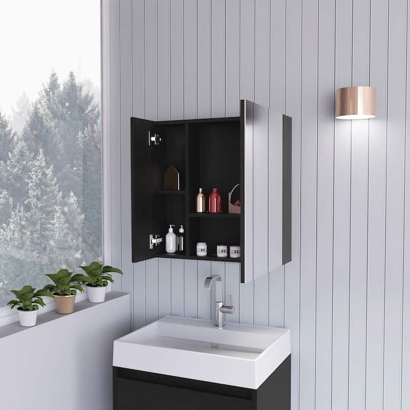 TUHOME Sines Medicine Cabinet with Mirror, 4 Internal Shelves, and Single Door