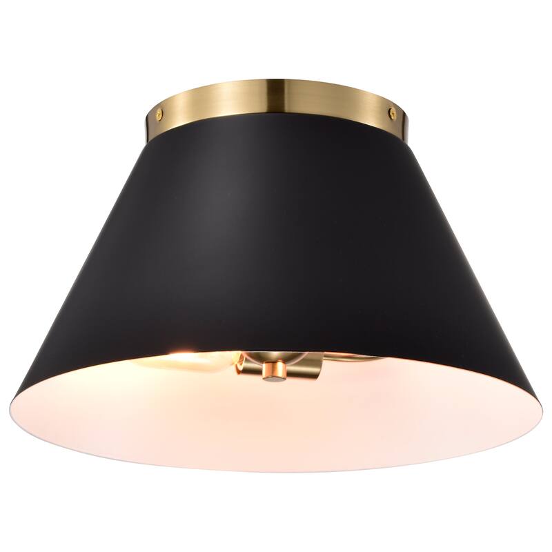 Dover - 3 Light - Small Flush Mount - Black with Vintage Brass