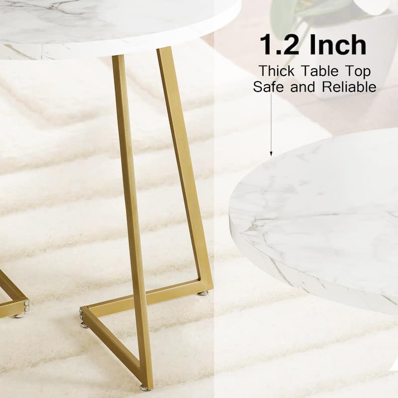Javlergo 31.5" Round Dining Table Modern Leisure Table with Metal Leg