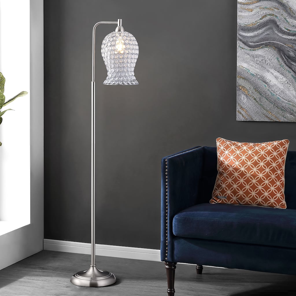 SAFAVIEH Lighting Floretta 61.5-inch Iron Floor Lamp - 17" x 11" x 61.5" - Nickel - 17Wx11Dx62H