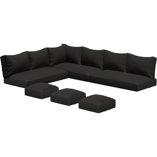 AECOJOY 7 Pieces Patio Furniture Set Outdoor Sectional Sofa Rattan Conversation Set - Only Replacement Cushion (Black)
