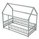 preview thumbnail 18 of 39, Twin Floor Bed with House Roof Frame, Safety Guardrails, and Fence Design