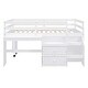 preview thumbnail 5 of 7, White Wooden Loft Bed with Movable Desk and Small desk, 2 Drawers, Full-Length Guardrail