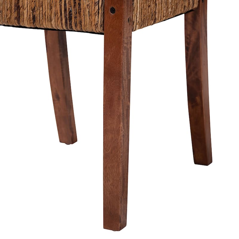 Chabela Handwoven Seagrass Dining Chair Set of 2- Solid Mango Wood Frame with Woven Seat and Backrest, Brown