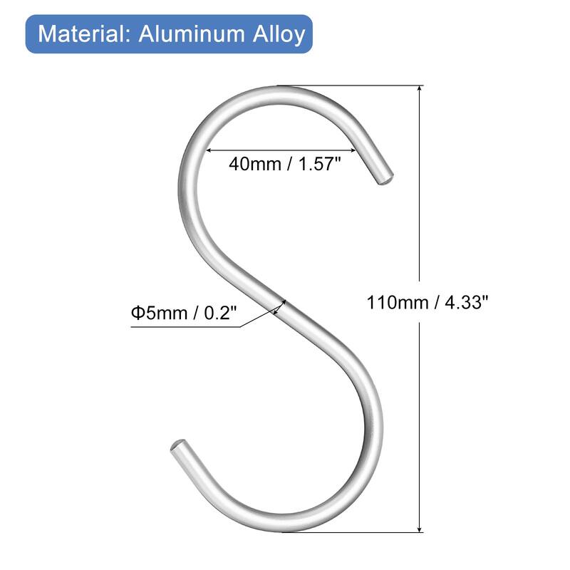 S Hooks, 10Pcs Aluminum Alloy S-Shaped Hook for Hanging Clothes