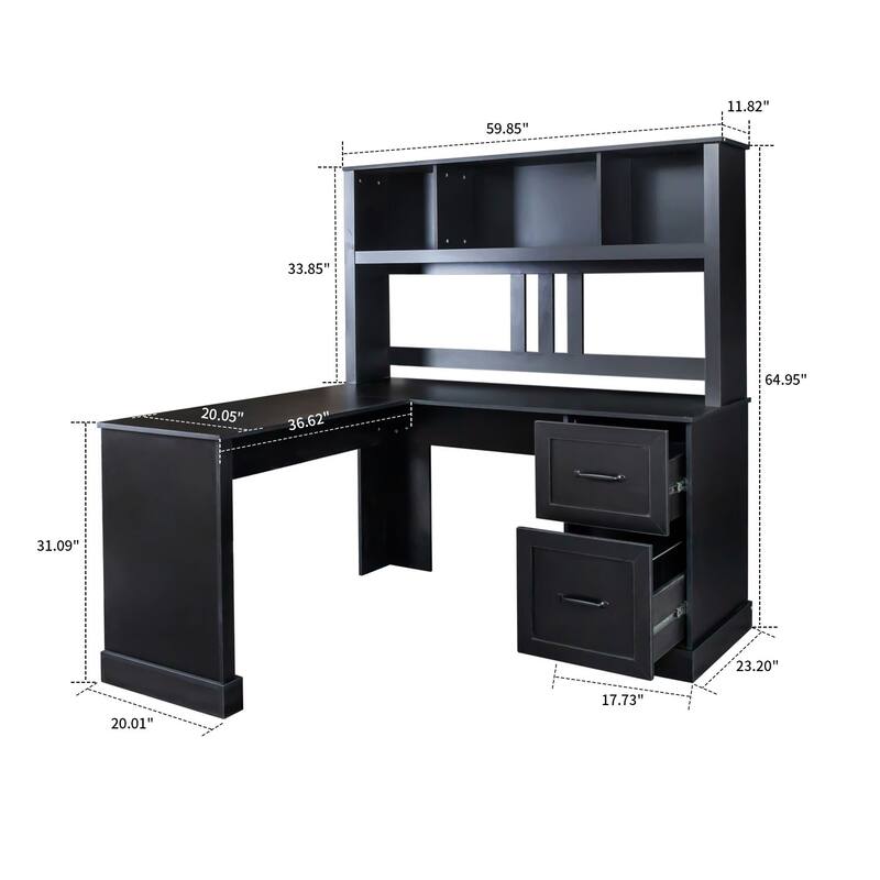 Modern Multifunctional L-Shaped Wooden Computer Desk