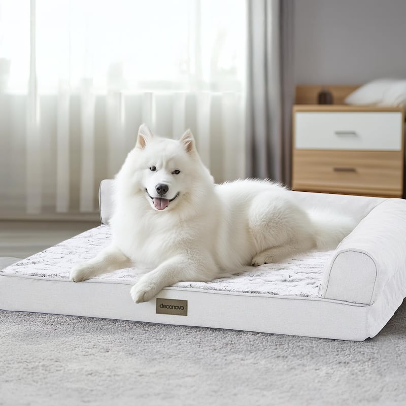 Deconovo Waterproof Orthopedic Dog Sofa Bed with Velvet Cover - 41x31x8 - Greyish White