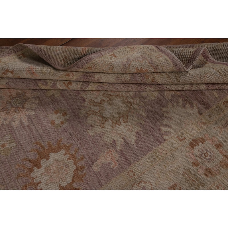 Vegetable Dye Oushak Turkish Area Rug Hand-Knotted Brown Wool Carpet - 6'3"x 8'8"