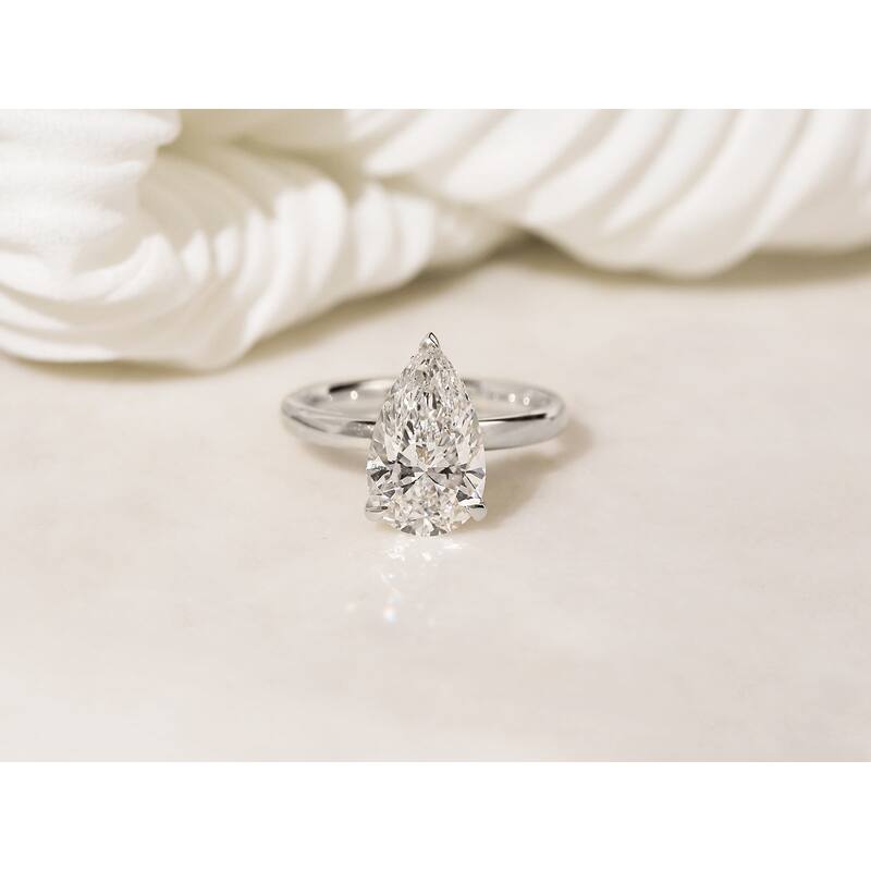 Kobelli 4.13 Carats Diamond 14k Solid Gold Pear Brilliant Drape Halo Engagement Ring (EF/VS, Certified)