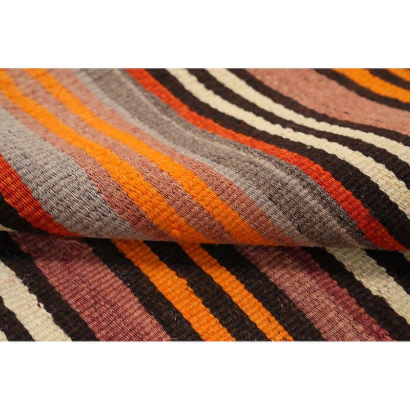 Hand Woven Oriental 100% Wool Carpet Southwestern Geometric Multi-Colored Kilim Area Rug - 10' 2'' X 5' 0''