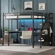 preview thumbnail 1 of 4, Full Size Metal Loft Bed with L-shaped Desk and USB, Wardrobe and LED for Kids