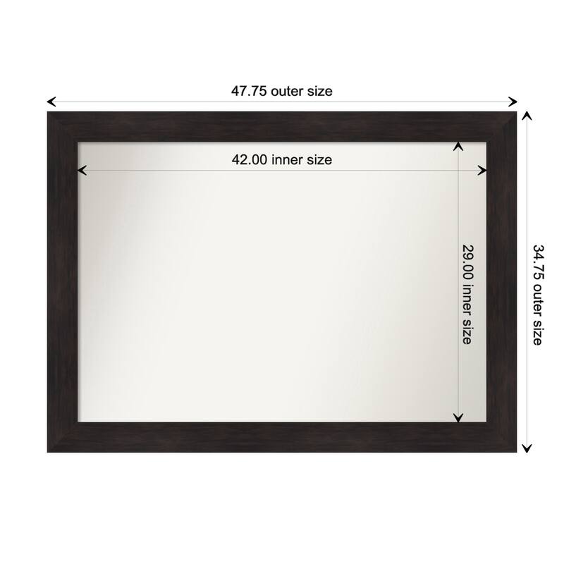 Furniture Espresso Framed Non-Beveled Custom Wall Mirror, Bathroom Vanity Mirror - Outer Size: 47.75 x 34.75