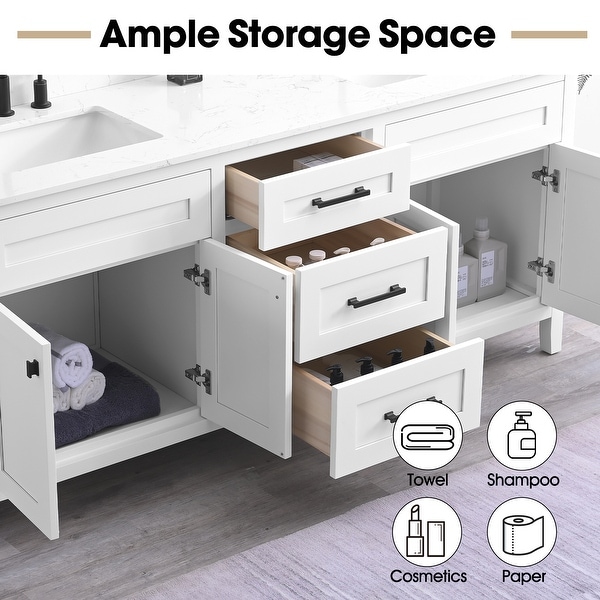 Nephelily 72 inch Bathoom Vanity With Quartz Top, Easy-to-Install
