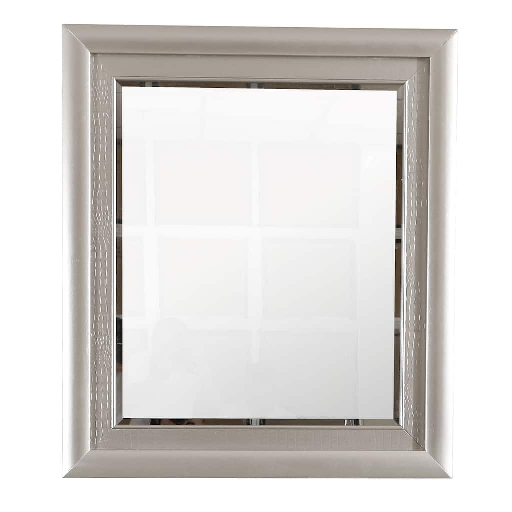 Wooden Framed Rectangular Dresser Wall Mirror - 46" - Silver