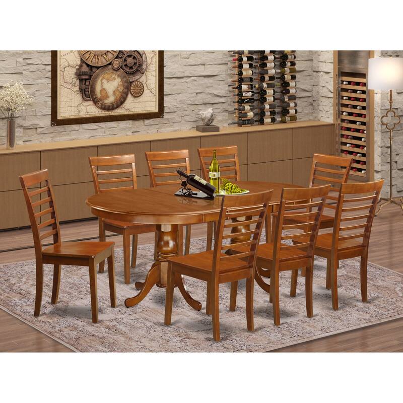 East West Furniture Dining Set Includes an Oval Dining Table with Butterfly Leaf and Kitchen Chairs (Chair Seat Type Options)