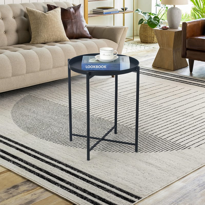 Adeco Gold End Table Metal Waterproof Snack Beside Table Accent Coffee Table - 16.9""(D)x 16.9""(W)x 20.5""(H)