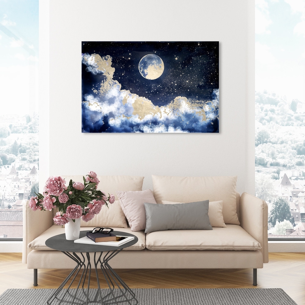 SC649 Blue Moon Space Stars Cool Landscape Brown Wall Art Large Picture Prints 