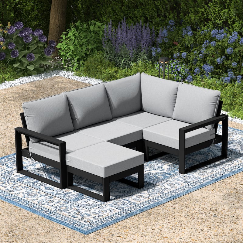 Endless Patio 5-Piece Deep Seating Set with Ottoman with Black Frame