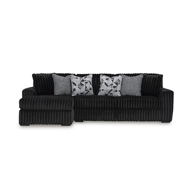Signature Design by Ashley Midnight-madness Black 2-Piece Sectional Sofa with Chaise - 120" W x 65" D x 40" H