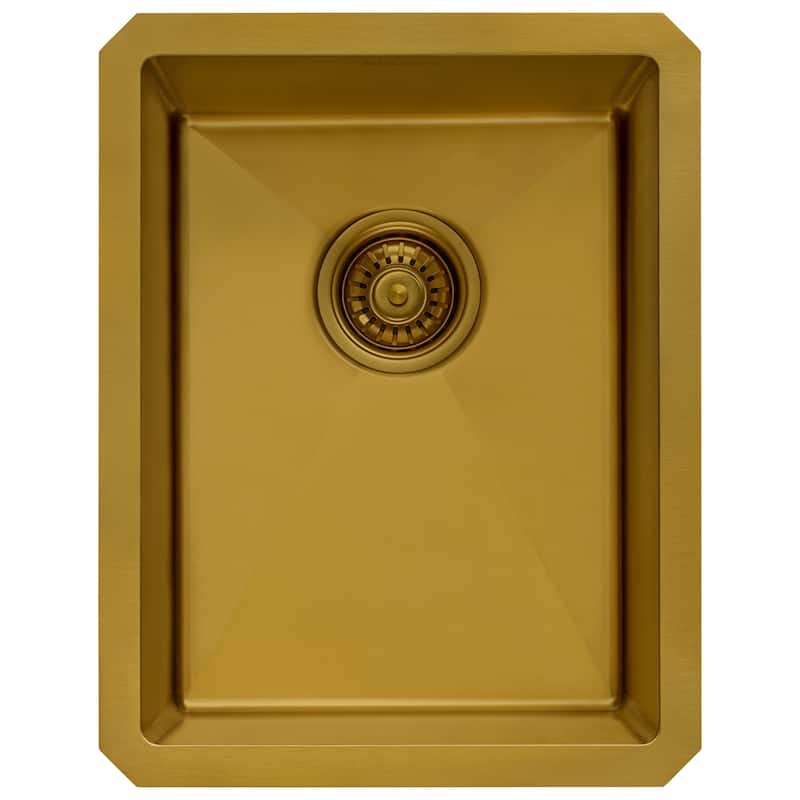 Ruvati 14-inch Polished Matte Gold Stainless Steel Undermount Bar Prep Sink - RVH7114GG
