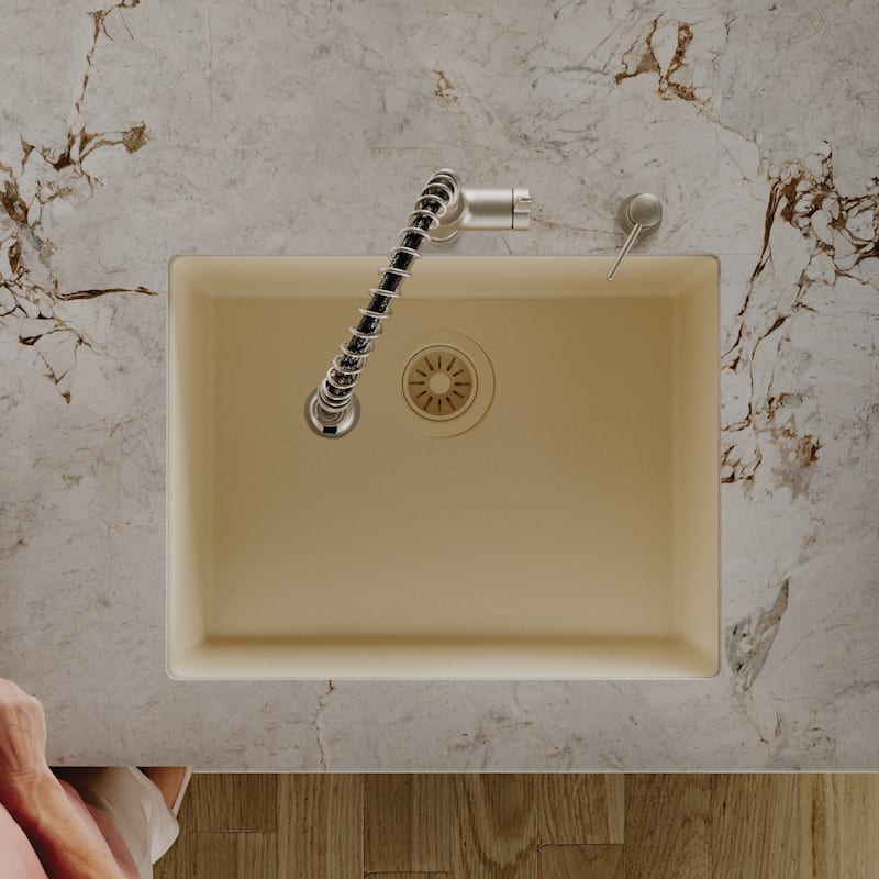 Karran Undermount 24.38 in Single Bowl Quartz Kitchen Sink