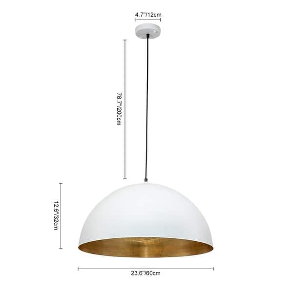 dimension image slide 2 of 15, Industrial Oversized Metal Dome Pendant Light - Modern Farmhouse