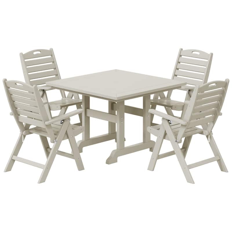Laguna 5-Piece Square Table Folding Highback Chair Dining Set