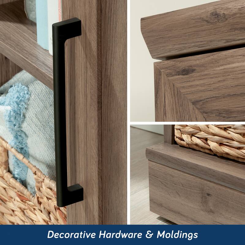 Brown Adjustable Shelf Storage Cabinet Bookcase 71 Inch Tall with 6 Shelves Multi-Room Use