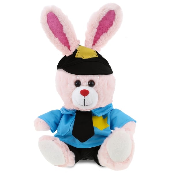 slide 2 of 6, DolliBu Rose Gold Bunny Police Officer Plush Toy with Uniform and Cap - 8 inches