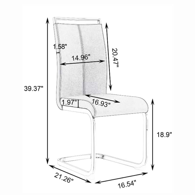 Modern Upholstered High Back Dining Chairs with C-Shaped Metal Legs