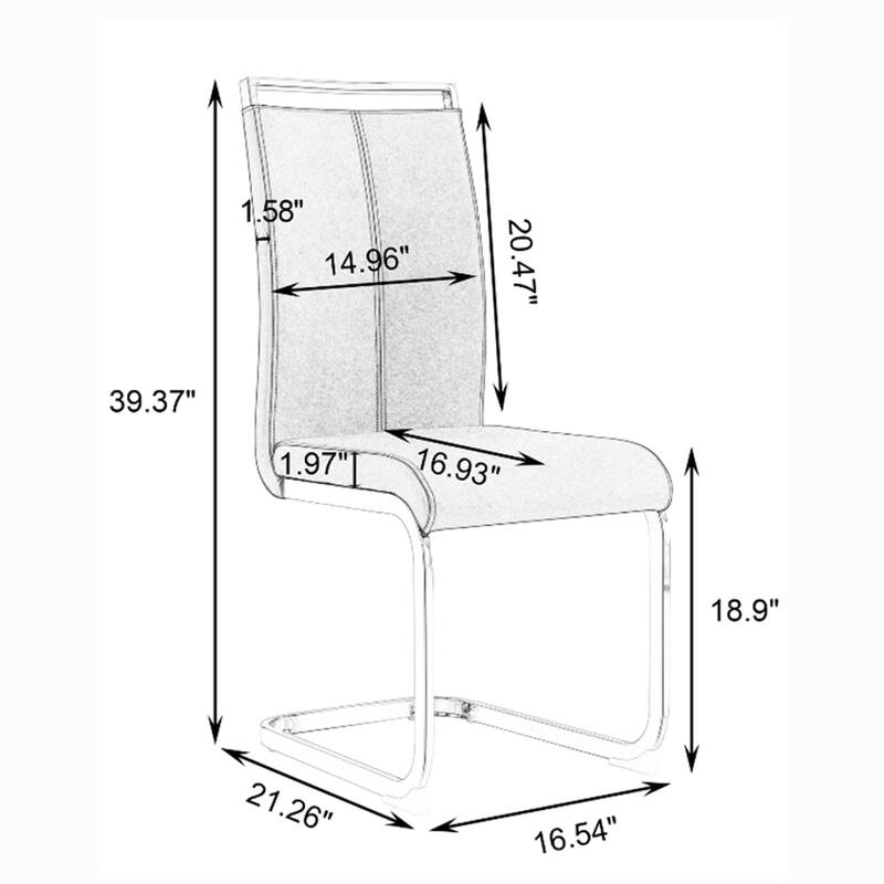 Modern PU Faux Leather High Back Dining Chairs with C-shaped Tube Chrome Metal Legs
