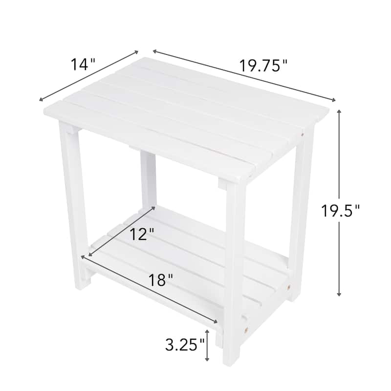 Hampshire 2-Tier Solid Acacia Wood Rectangular Outdoor Side Table