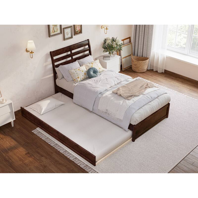 Emelie Platform Bed with Panel Footboard and Twin XL Trundle