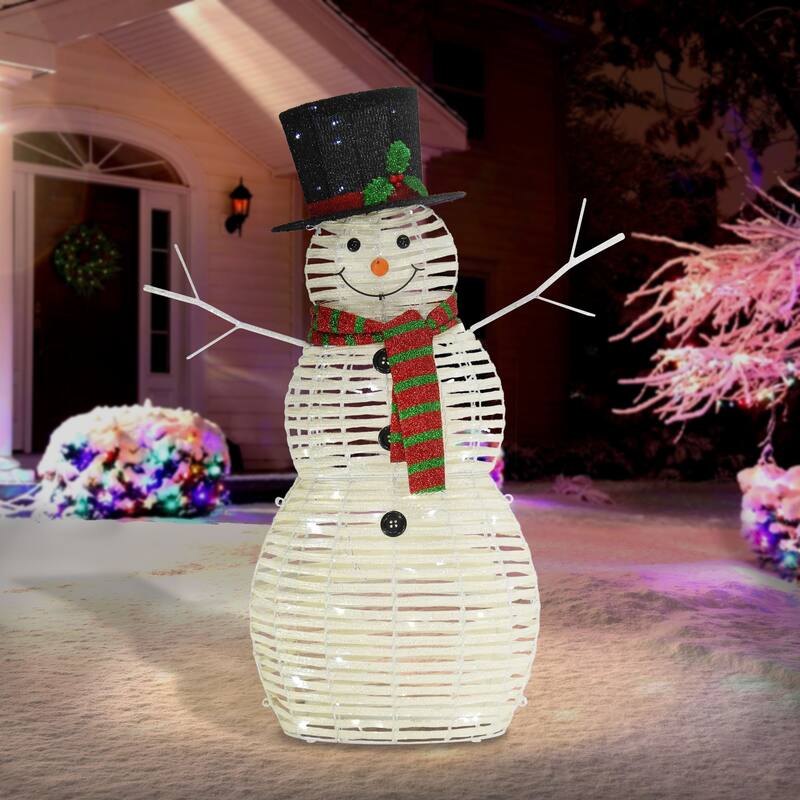 Puleo International 48" Outdoor Pre-Lit Snowman with LED Lights