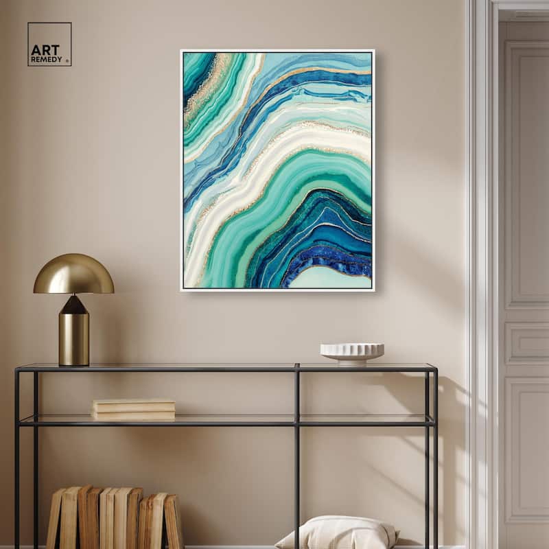 Blue Green Abstract Agate I Canvas by Art Remedy