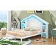 preview thumbnail 18 of 41, Rustic Wood Platform Bed with House-Shaped Headboard & Built-in LED