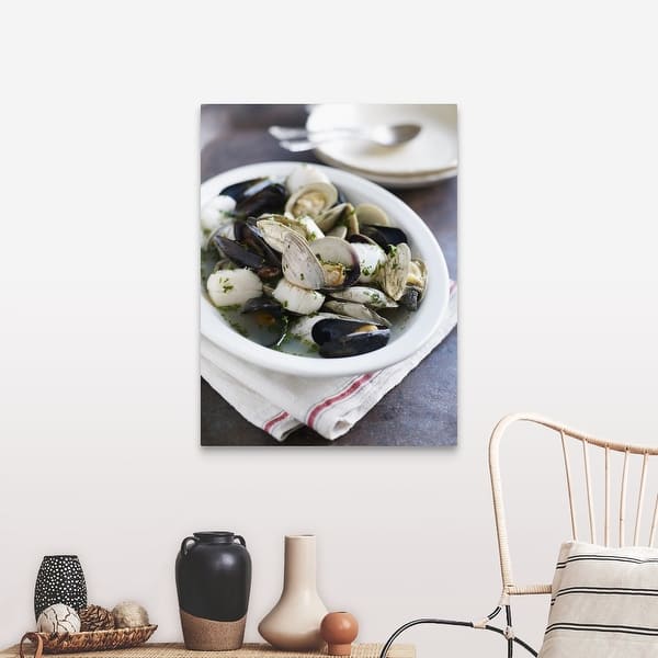 Mussels Scallops Clams In Broth Canvas Wall Art Overstock 16377172