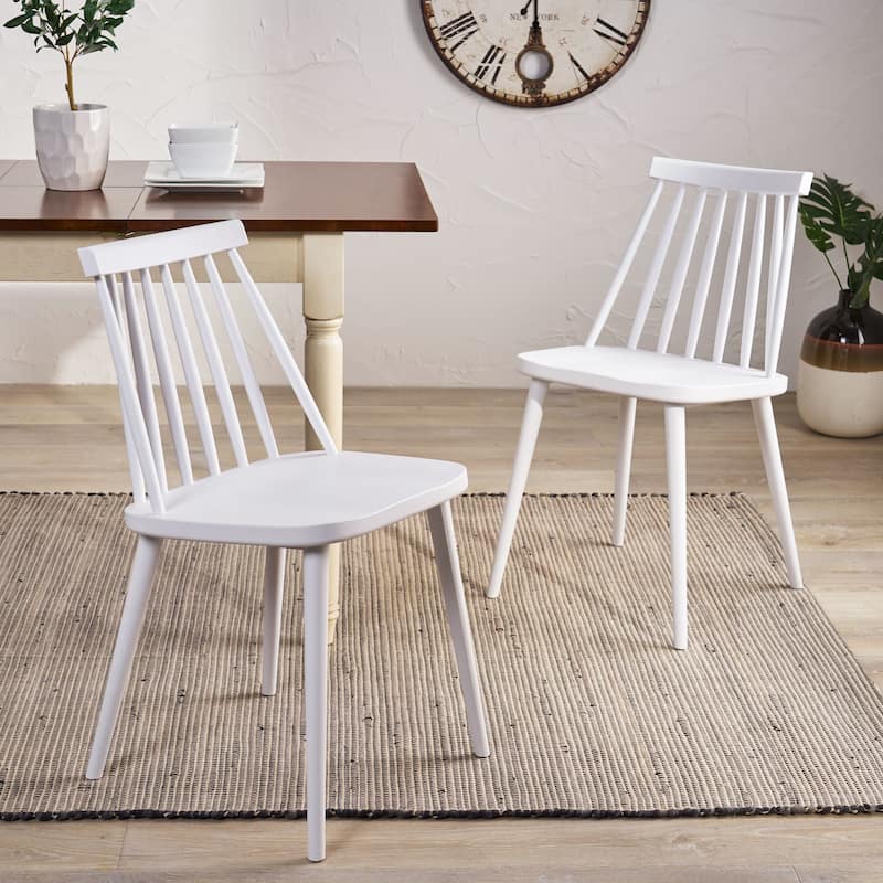 Farmhouse Spindle Back Dining Chairs Set of 2 - Black