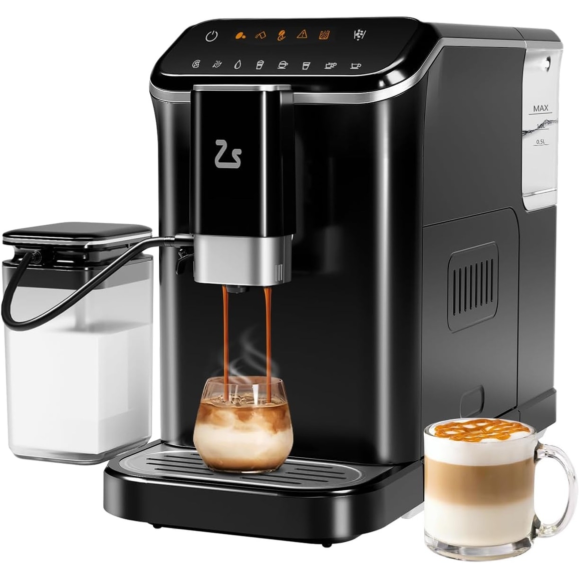 Super Automatic Espresso Machine, Grind, Brew & Froth Automatically, 6 One-Touch Recipes, Self-Clean
