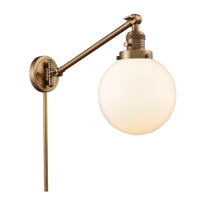 Innovations Lighting Beacon Single Light 8" Wide Wall Sconce / Pendant - Brushed Brass / Matte White