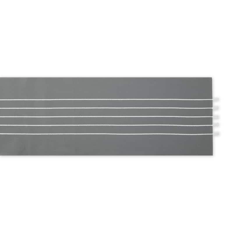 Gray and White Stripe Tassel Table Runner 14x72